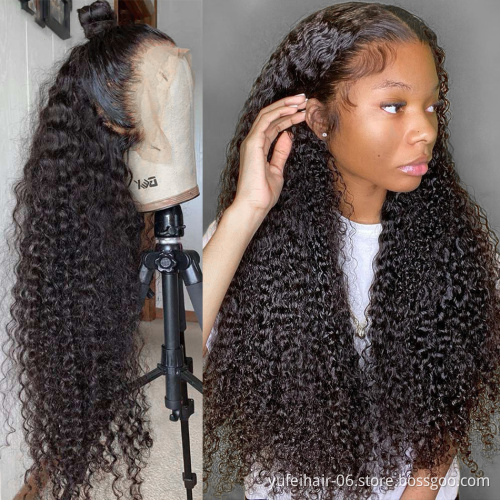 Wholesale Kinky Curly Lace Front Human Hair Wig Natural Long Raw Brazilian Hair Front Lace Wig For Women